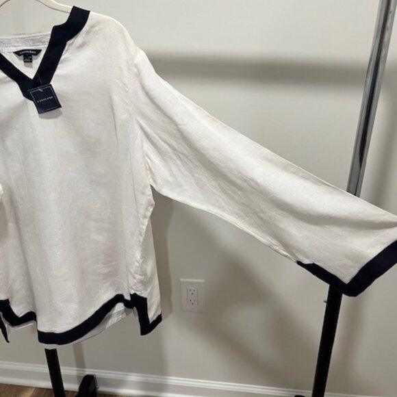 Navy Accent Linen Tunic - Picture 5 of 7